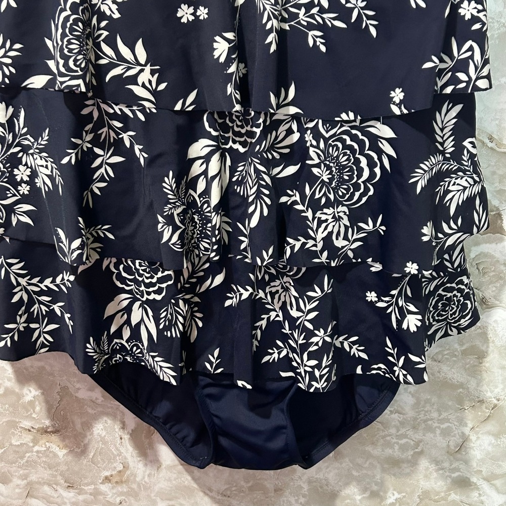 Floral Ruffle Tankini Swimsuit Top Flattering Swimwear Beach Resort Wear - Picture 3 of 6